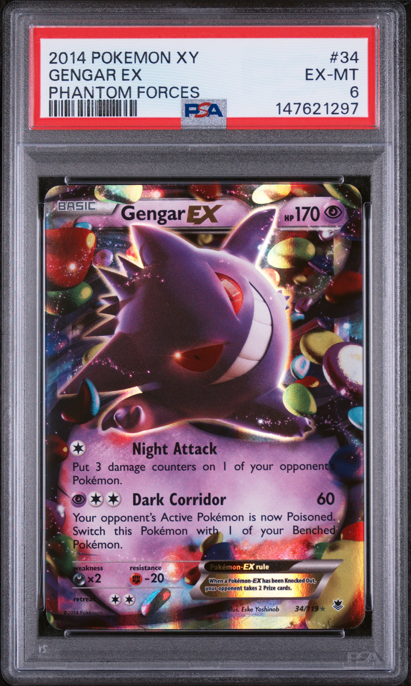 Graded Gengar EX card from XY Phantom Forces