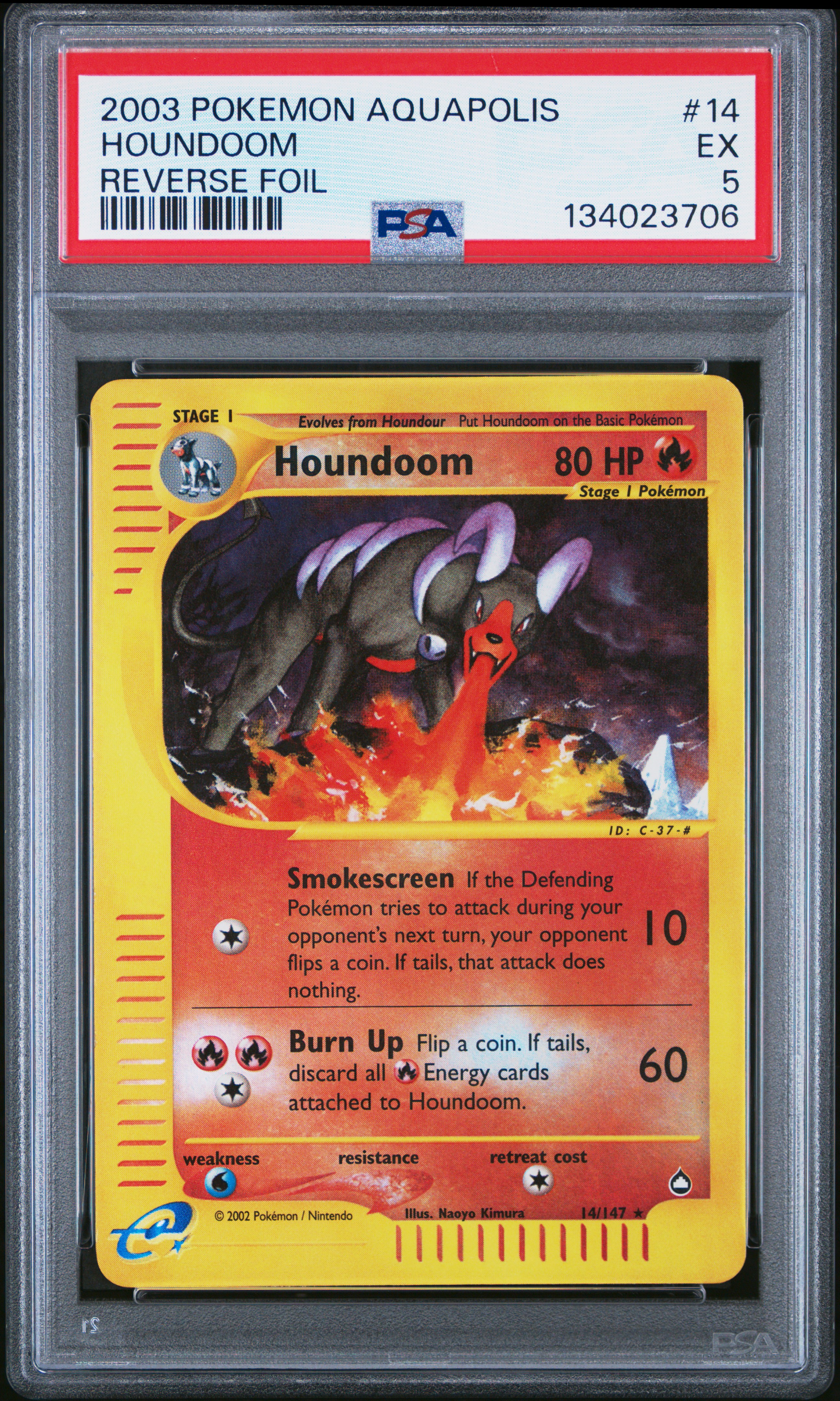 Graded Houndoom reverse foil card from Aquapolis