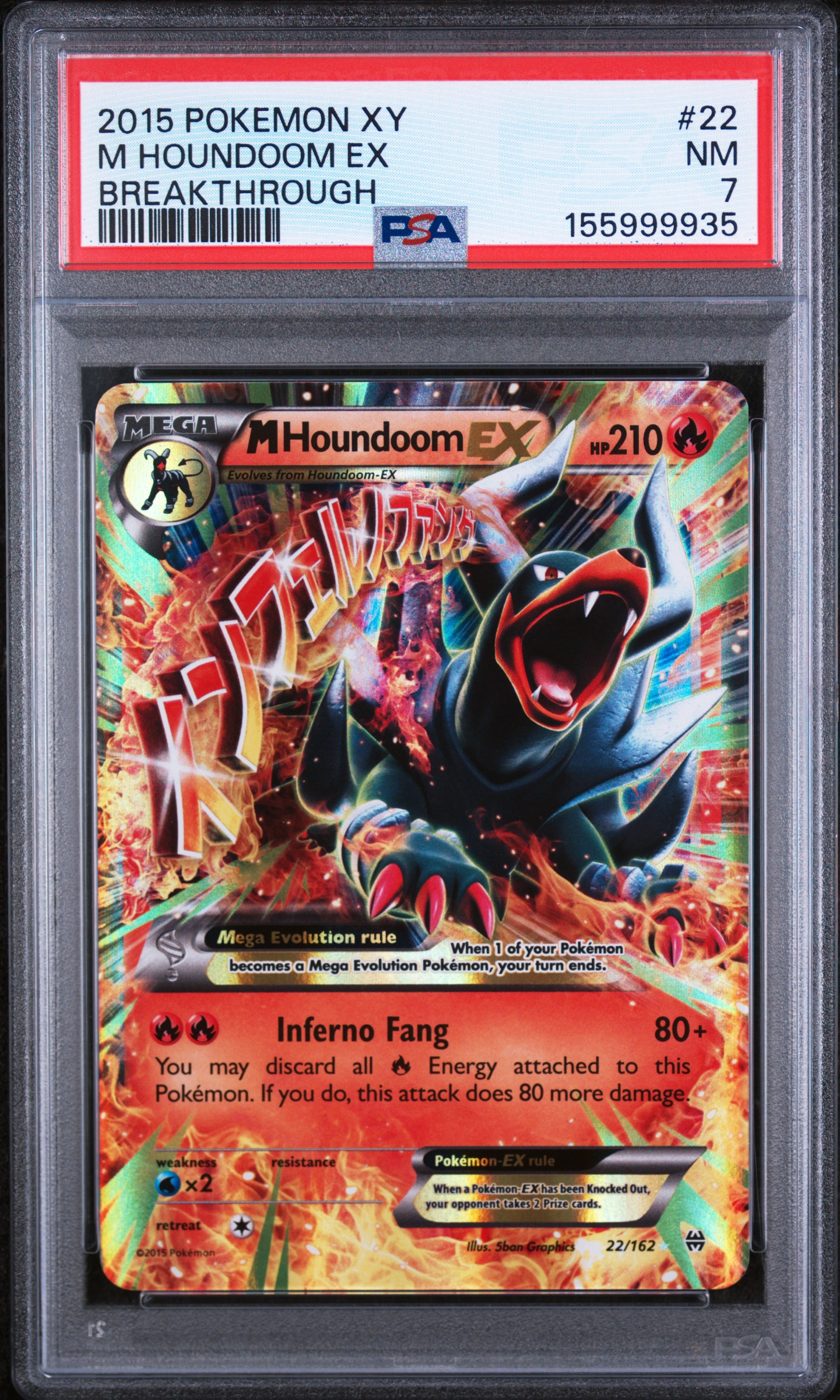 Graded Mega Houndoom EX card in standard set layout